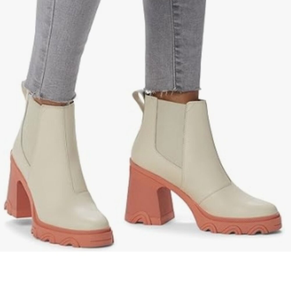 Sorel Brex™ Heel Chelsea Boots – Natural / Paradox Pink – Size 9 – Excellent Con